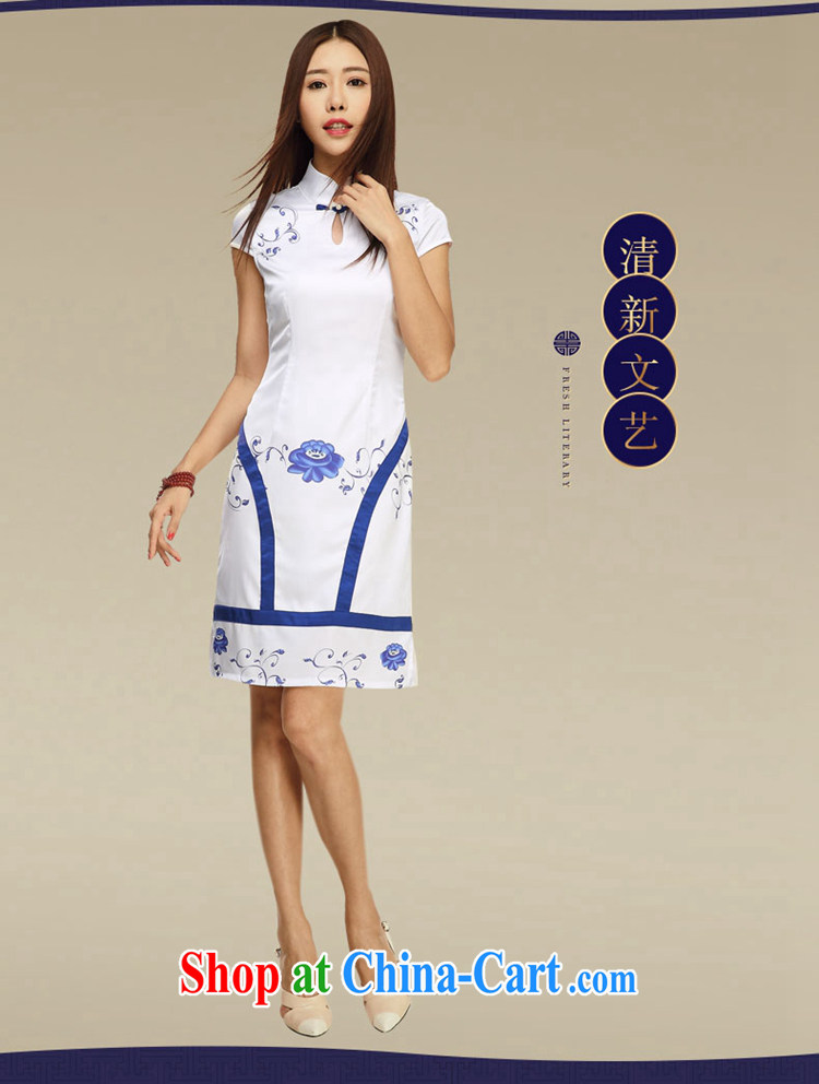 Mr Henry Tang, Id al-Fitr improved cheongsam dress 2015 summer new stylish stamp skirt daily blue and white porcelain cheongsam dress picture color XL pictures, price, brand platters! Elections are good character, the national distribution, so why buy now enjoy more preferential! Health