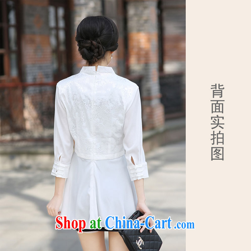 Cyd Ho Kwun Tong blue porcelain the Chinese improved Tang fitted T-shirt/Summer, Ms. Tang/long-sleeved T-shirt G 99,135 white XXL, Sau looked Tang, shopping on the Internet
