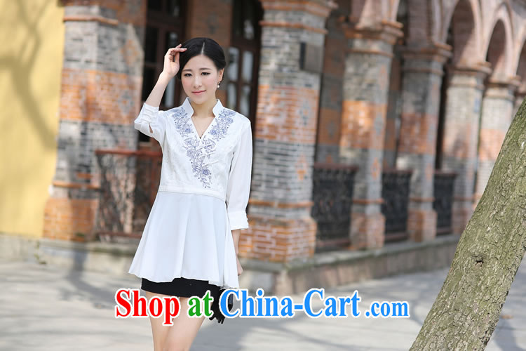 Cyd Ho Kwun Tong blue porcelain the Chinese improved Chinese T-shirt/Summer, Ms. Tang/long-sleeved T-shirt G 99,135 white XXL pictures, price, brand platters! Elections are good character, the national distribution, so why buy now enjoy more preferential! Health