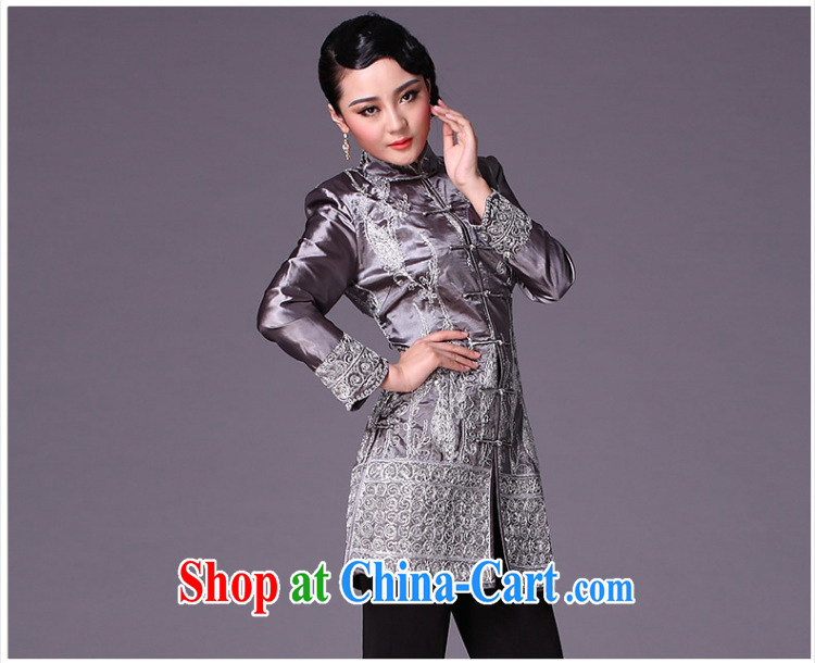 Cyd Ho Kwun Tong dry lady Chinese Tang fitted T-shirt winter clothes 2015 improved stylish embroidery jacket 9625 - JGCF silver 4XL pictures, price, brand platters! Elections are good character, the national distribution, so why buy now enjoy more preferential! Health