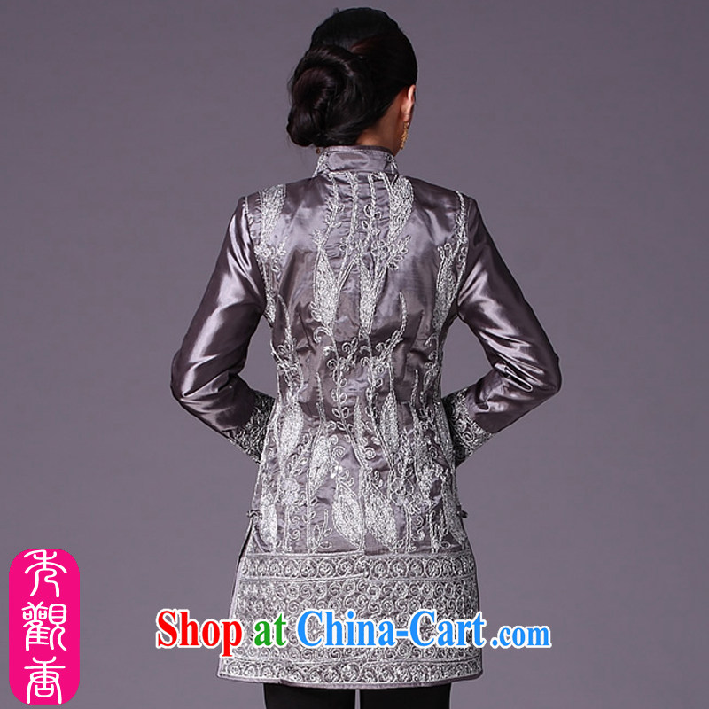 Cyd Ho Kwun Tong dry lady Chinese Tang fitted T-shirt winter clothes 2015 improved stylish embroidery jacket 9625 - JGCF silver 4XL, Sau looked Tang, shopping on the Internet