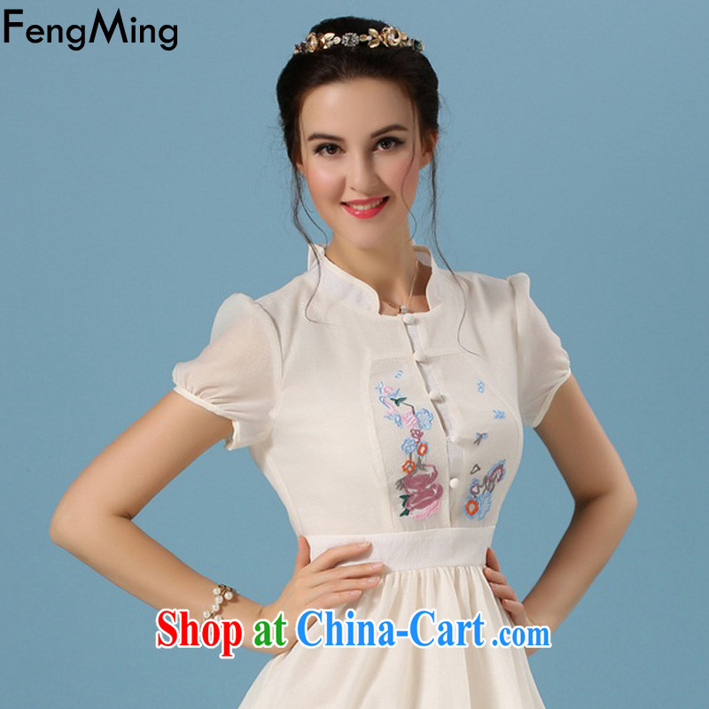 Abundant Ming summer 2015 new dresses retro Korea arts embroidery cheongsam girl picture color XL, HSBC Ming (FengMing), online shopping