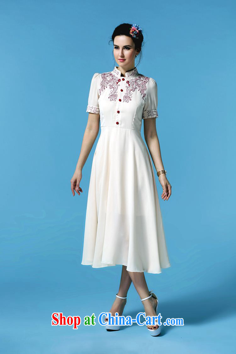 Abundant Ming summer 2015 new elegant sepia, for embroidery cheongsam girls in long dresses M apricot XL pictures, price, brand platters! Elections are good character, the national distribution, so why buy now enjoy more preferential! Health