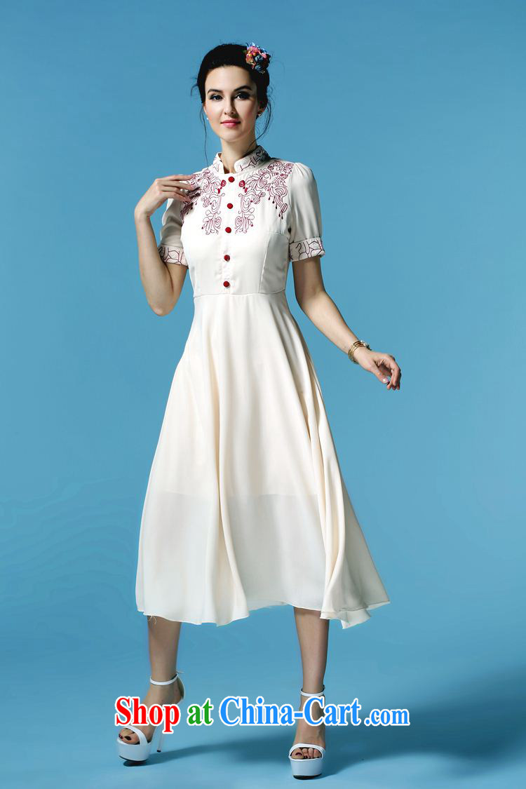 Abundant Ming summer 2015 new elegant sepia, for embroidery cheongsam girls in long dresses M apricot XL pictures, price, brand platters! Elections are good character, the national distribution, so why buy now enjoy more preferential! Health