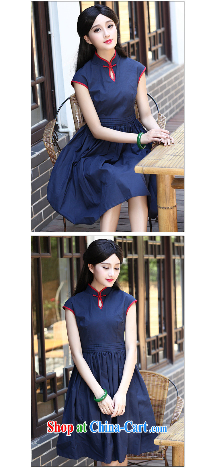 The cross-sectoral Noye Windsor improved cheongsam dress summer dresses day dresses retro cheongsam dress arts cotton Ma H Z deep blue 2 XL pictures, price, brand platters! Elections are good character, the national distribution, so why buy now enjoy more preferential! Health