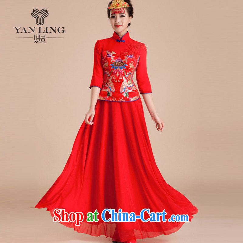 Her spirit 2015 wedding dresses new dress wedding retro improved nowhere in his long-sleeved bridal long summer QP 84 red M, her spirit, and shopping on the Internet