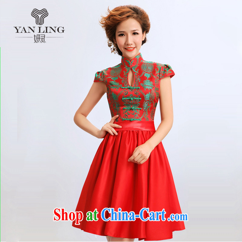 Her spirit 2015 new stylish cheongsam dress improved short bridal bridesmaid wedding wedding dresses dresses red L, her spirit, and, on-line shopping