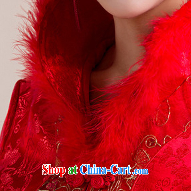 Her spirit 2015 new high-collar scarf traditional coin has been eschewed the long skirt Chinese wedding dress red L, her spirit, and shopping on the Internet