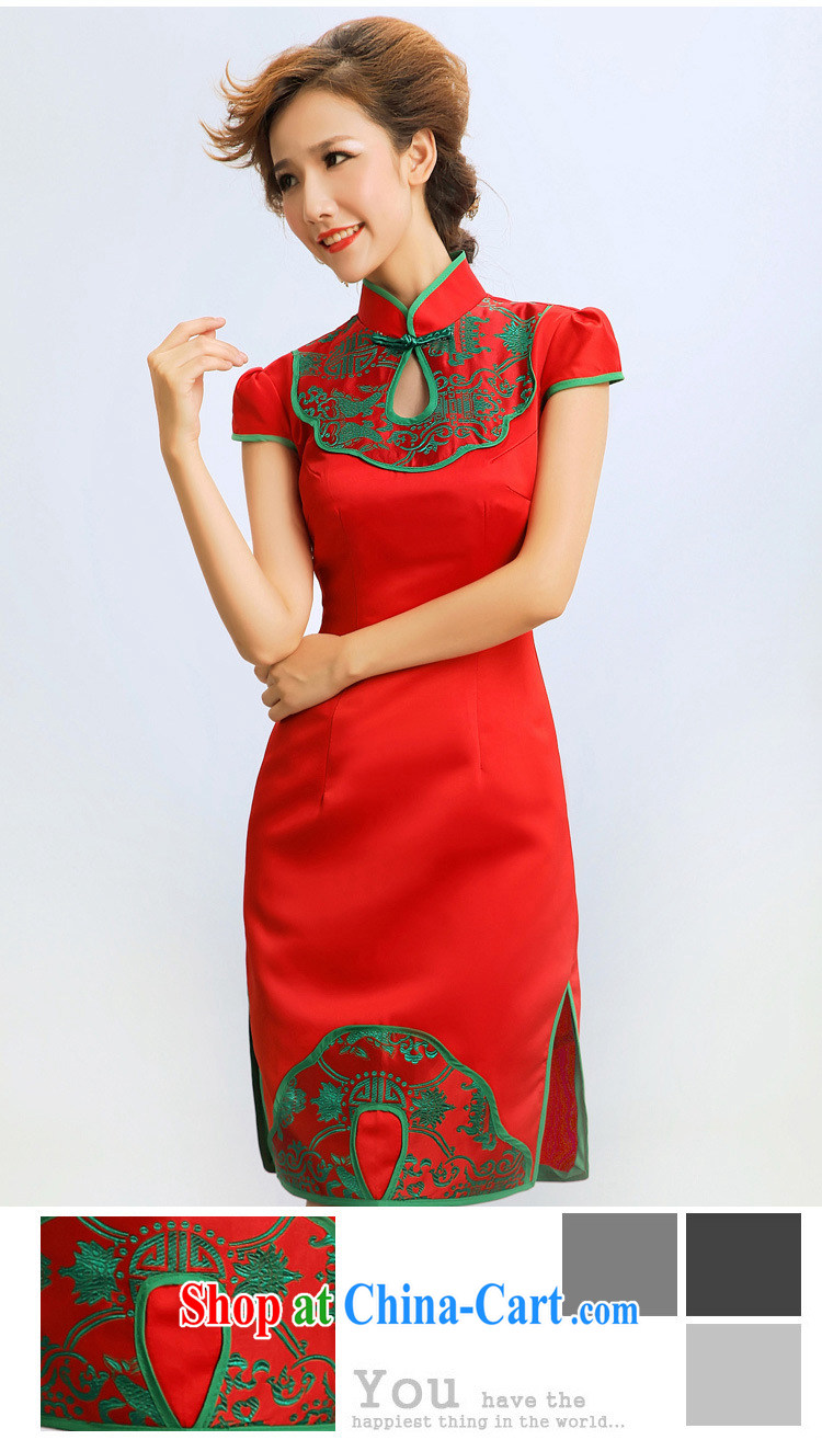Her spirit 2015 new retro cheongsam dress summer stylish improved cheongsam marriages wedding dresses dresses red L pictures, price, brand platters! Elections are good character, the national distribution, so why buy now enjoy more preferential! Health
