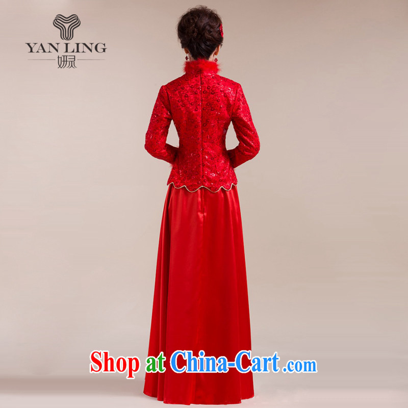 Her spirit 2015 new gross gross for the cuff, decorated with jagged, with drag and drop, long skirt Chinese wedding dress red L, her spirit, and shopping on the Internet