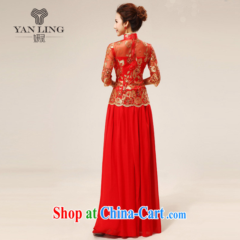 Her spirit new red retro sexy lace bridal wedding dresses stylish upgraded cuff toast qipao cheongsam 75 L, her spirit, and, shopping on the Internet