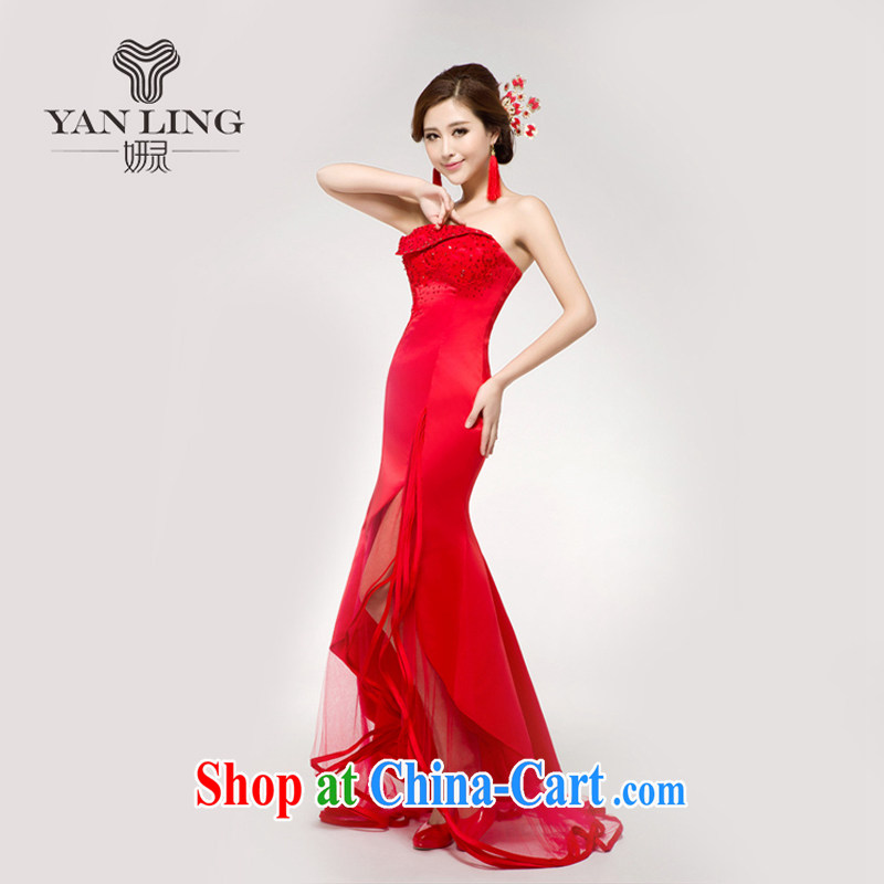 Her spirit bride marriage dresses wedding dresses Chinese improved the Short long after serving toast red outfit retro long M
