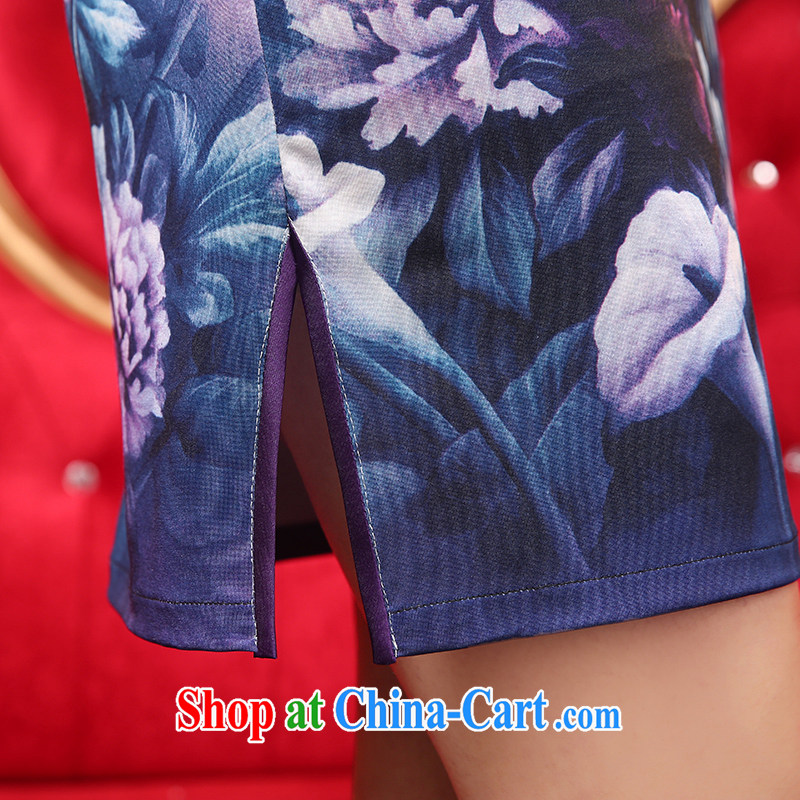 Mrs Alexa Lam growl 2015 new improved cheongsam short retro summer emulation, Purple Peony cheongsam dress beauty 09,551 purple XL, Mrs Alexa Lam, and, on-line shopping