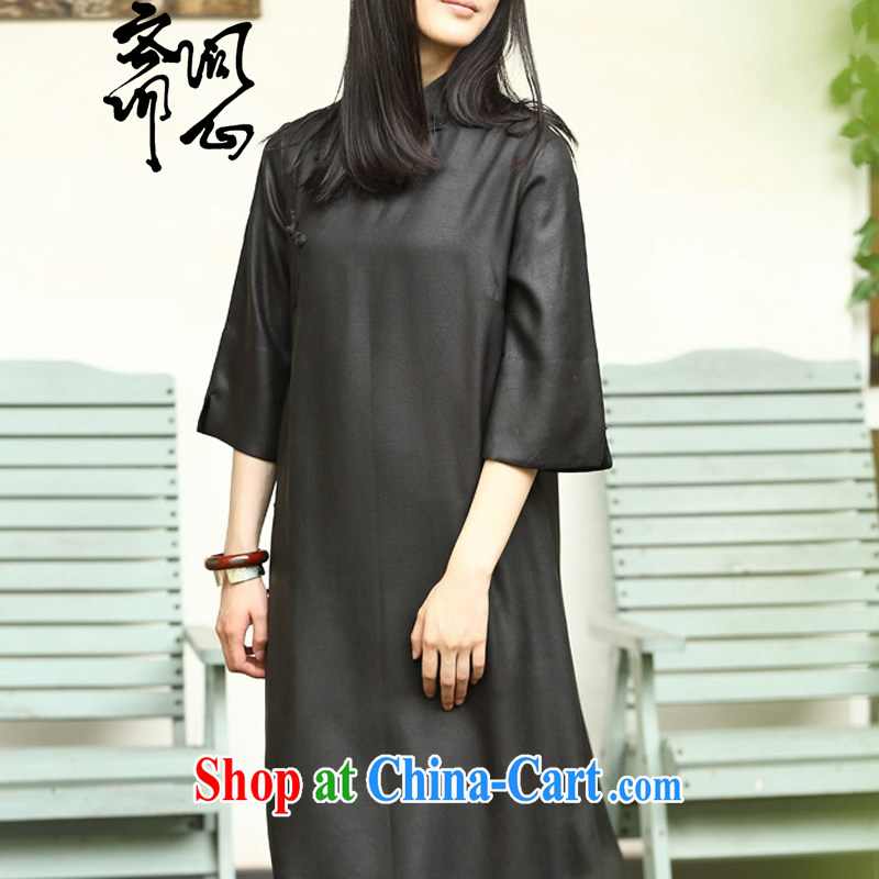 q heart Id al-Fitr (Yue heart health female new summer, Chinese Antique, for thin-wrinkle relaxing cheongsam dress 2027 black L, Q and ID al-Fitr holiday, shopping on the Internet