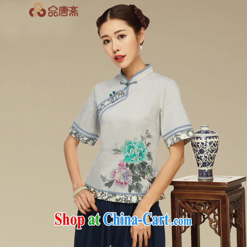 Mr Henry Tang, Id al-Fitr Tang Women's clothes summer retro China wind tea, service improvement, served short-sleeved T-shirt outfit picture color XL
