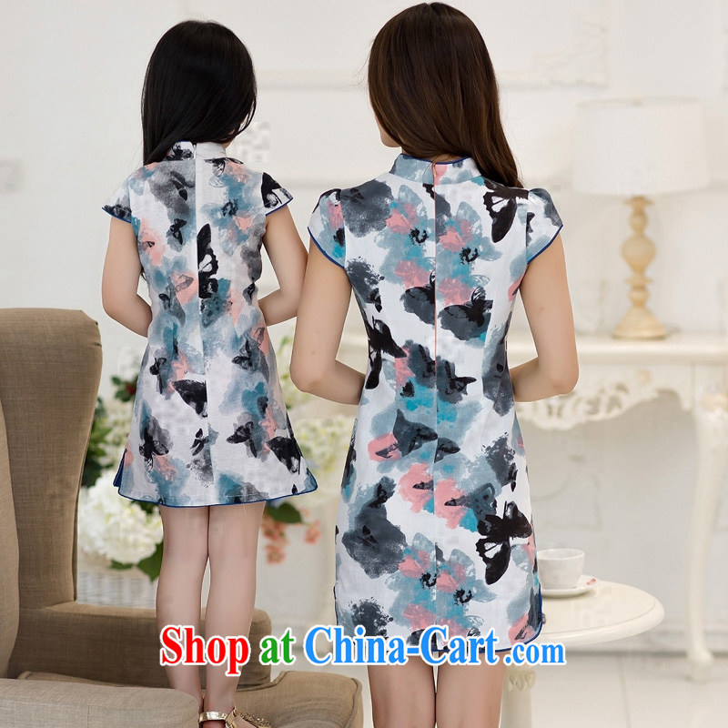 Mu season summer 2015 New Style ethnic wind beauty graphics thin the Commission the retro stamp paintings of dresses female parent-child on 112 butterfly flower baby 13, Mu season (MOOVCHEE), online shopping
