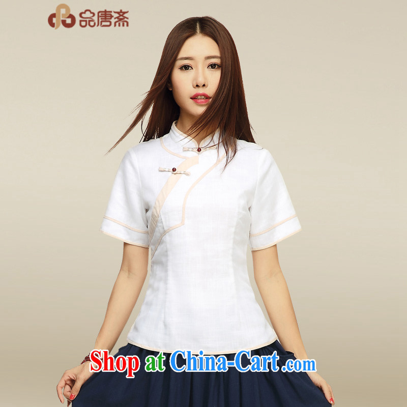 Mr Henry Tang, Id al-Fitr, served female improved classical Chinese style Ethnic Wind Chinese summer Ms. Chinese cotton the cheongsam shirt white XL