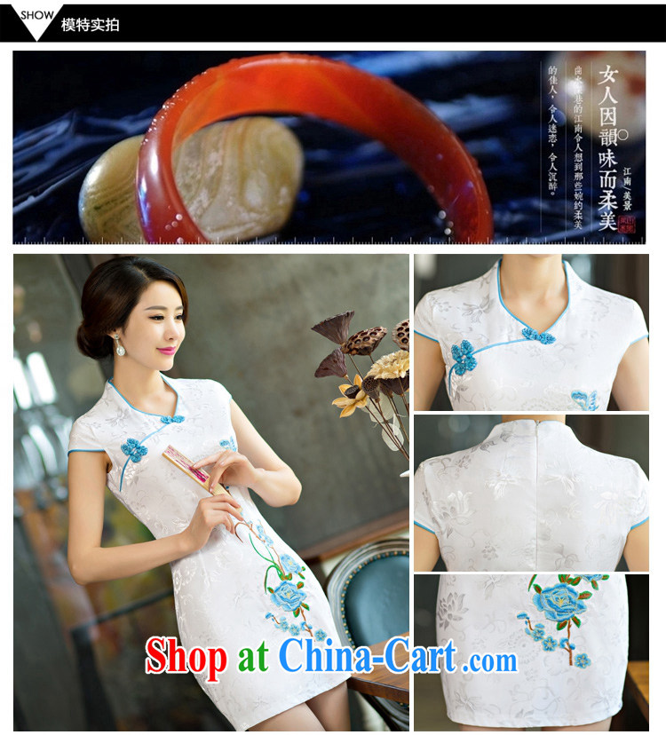 2015 summer new stylish and refined antique cheongsam dress China wind stamp dress 0234 blue S pictures, price, brand platters! Elections are good character, the national distribution, so why buy now enjoy more preferential! Health