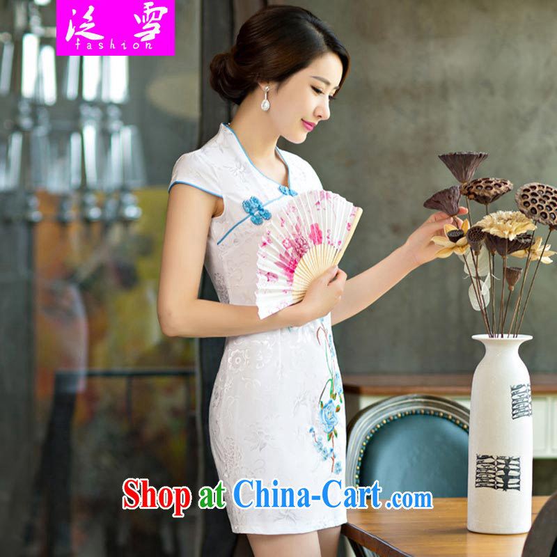 2015 summer new stylish and refined antique cheongsam dress China wind stamp duty dress 0234 blue S, and snow, and, on-line shopping