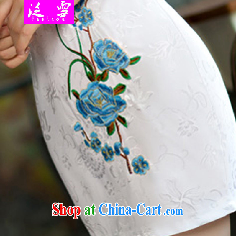 2015 summer new stylish and refined antique cheongsam dress China wind stamp duty dress 0234 blue S, and snow, and, on-line shopping