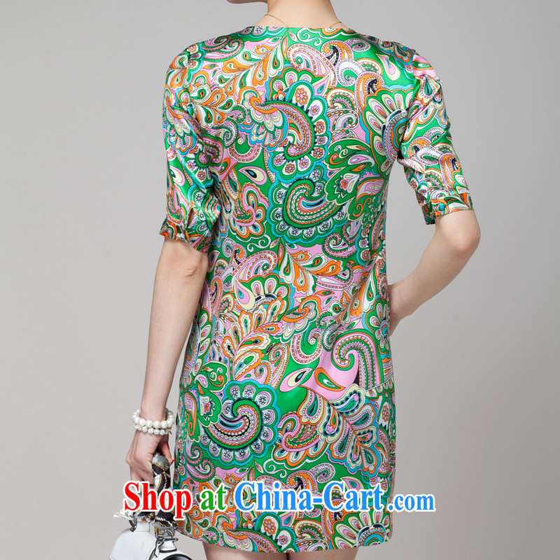 Laeken 2015 fashion style Chinese silk cheongsam dress girls summer three-dimensional cultivating Chinese Chinese short-sleeve T-shirt 4030 No. 01 color XXXL, Interlaken, and shopping on the Internet