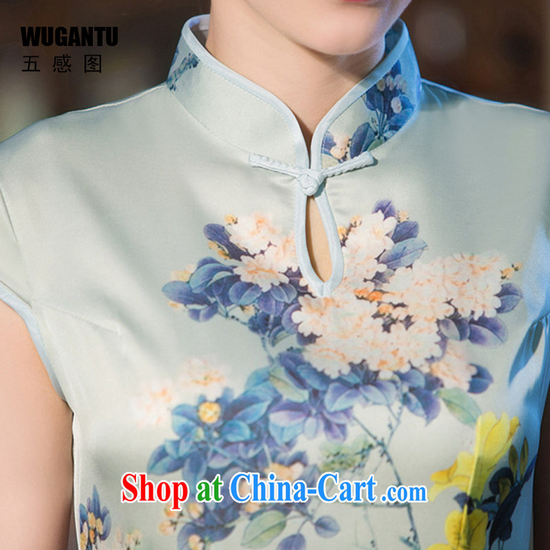 5 and the upscale Silk Cheongsam long summer 2015 new daily improved cultivating sense of style China wind WGT 239 photo color XXL, SENSE 5 (WUGANTU), shopping on the Internet