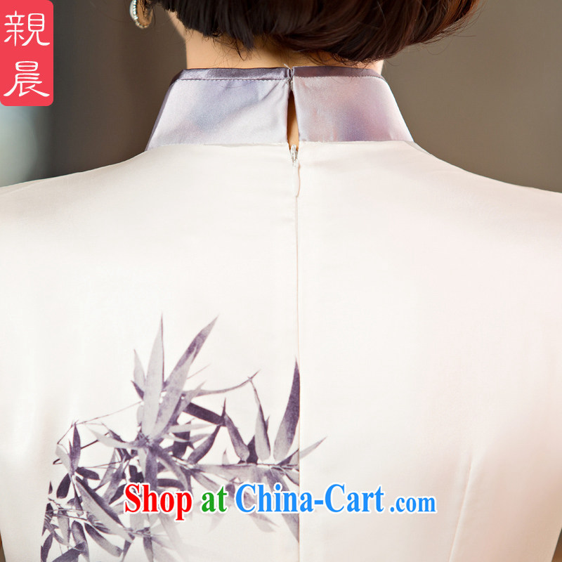 pro-am, new 2015 long day White Lotus improved fashion cheongsam dress girls summer short-sleeve cheongsam dress long 2XL, pro-am, shopping on the Internet