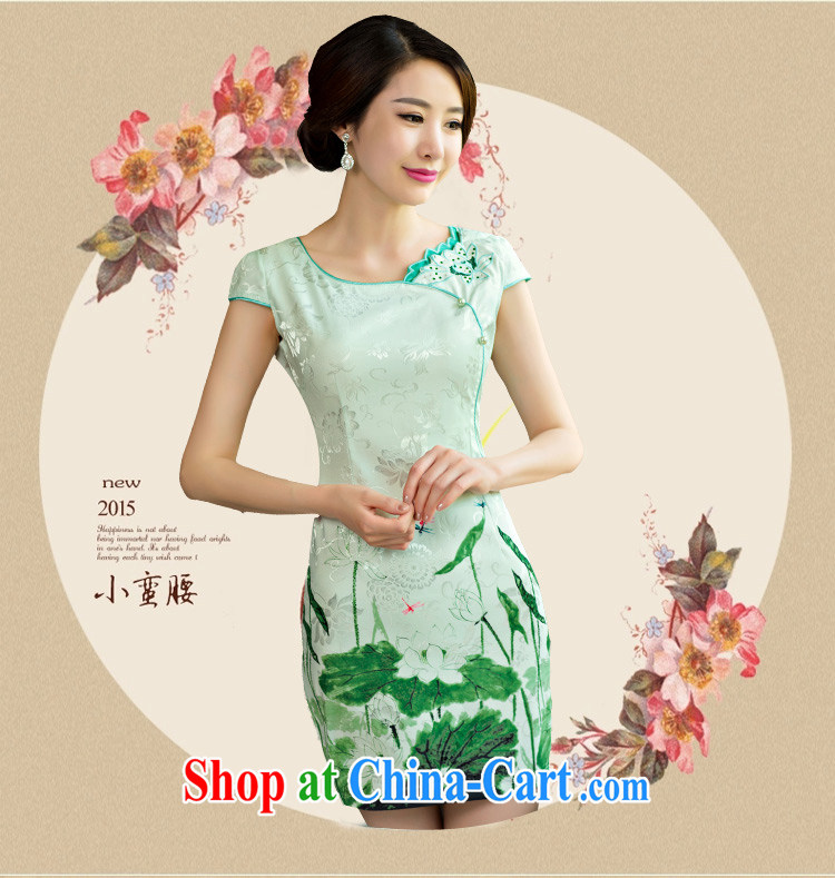 At the 2015 summer improved female cheongsam dress retro beauty everyday dresses short dresses, colored blue XXL pictures, price, brand platters! Elections are good character, the national distribution, so why buy now enjoy more preferential! Health