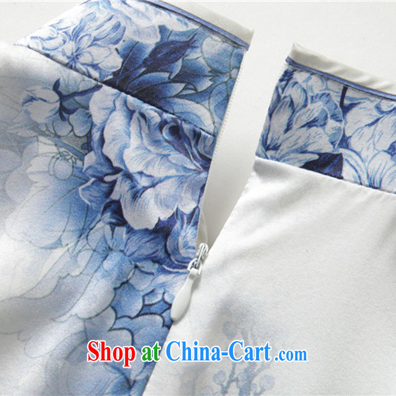 Bong-amphibious NTHU summer 2015 New Silk Cheongsam floral retro stylish upmarket sauna silk blue dress cheongsam dress DQ 15,125 XXL suit, Bong-amphibious and, shopping on the Internet