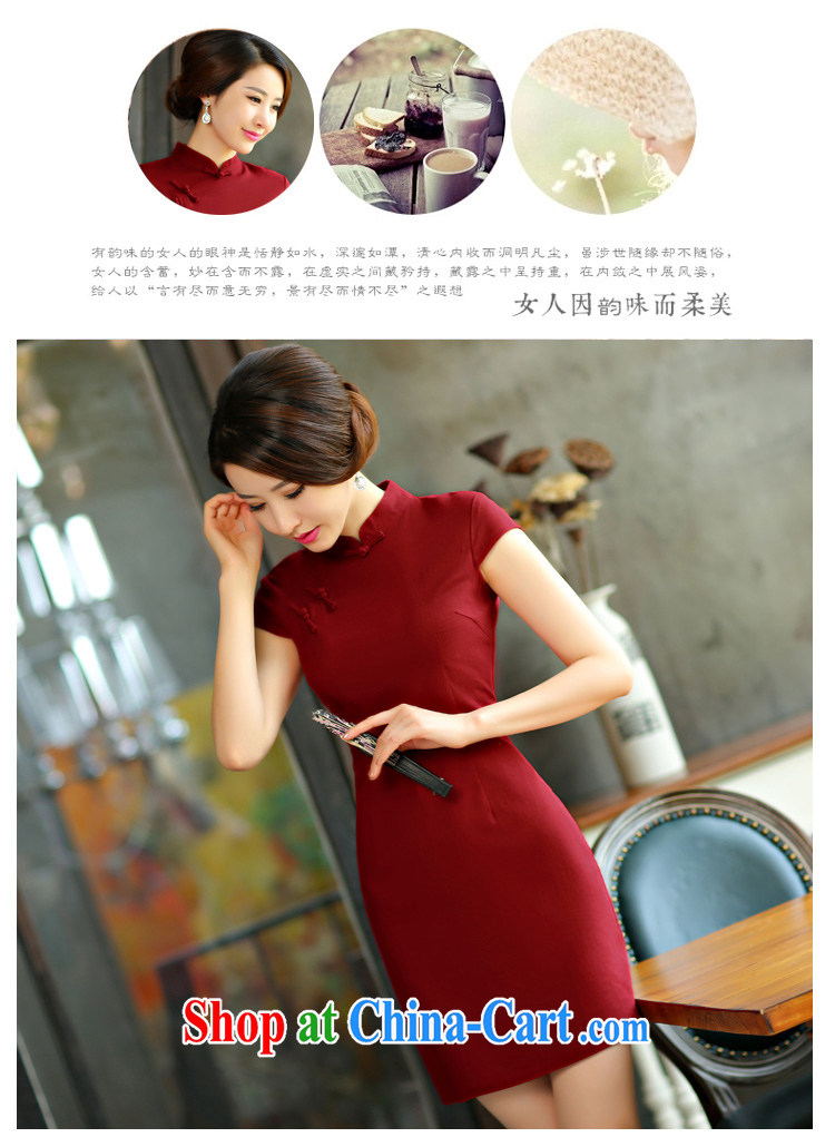 Beautiful-oriented Korea 2015 new summer wear solid color simplicity of Korea Culture and Arts, cultivating improved Chinese Dress dark blue XXL pictures, price, brand platters! Elections are good character, the national distribution, so why buy now enjoy more preferential! Health