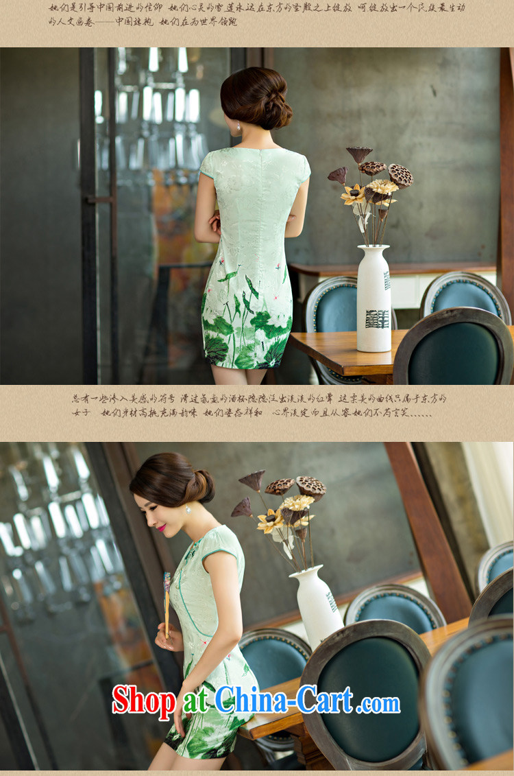 Beautiful-oriented Korea 2015 summer improved female cheongsam dress retro beauty everyday dresses, short dress green XXL pictures, price, brand platters! Elections are good character, the national distribution, so why buy now enjoy more preferential! Health