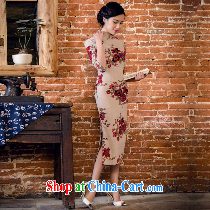 Bong-amphibious NTHU summer 2015 new linen dresses retro in long sleeves, cotton the cheongsam dress DQ 151,132 card its color XXL, Bong-amphibious and, on-line shopping