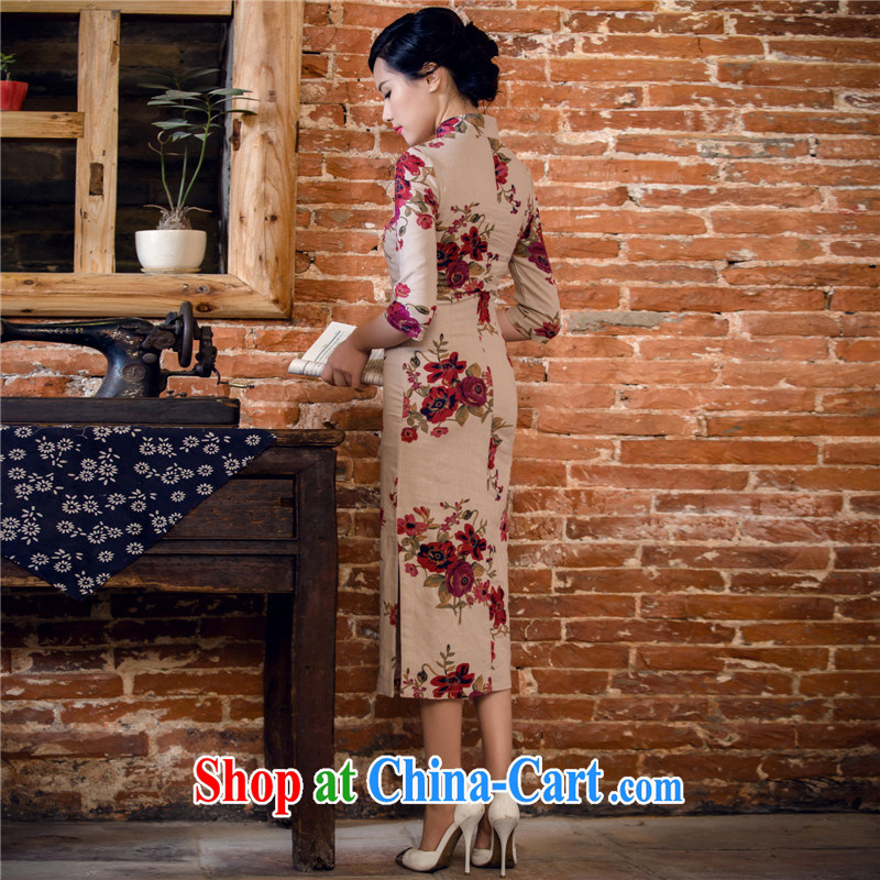 Bong-amphibious NTHU summer 2015 new linen dresses retro in long sleeves, cotton the cheongsam dress DQ 151,132 card its color XXL, Bong-amphibious and, on-line shopping
