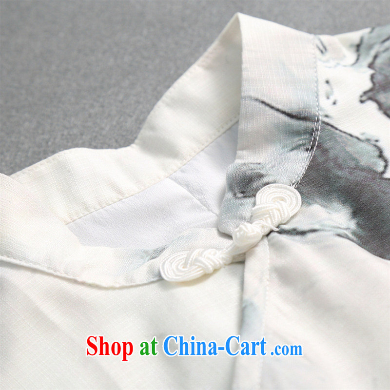 hamilton 2015 summer new stylish atmosphere. The Chinese wind cotton Ma Sau San painting Chinese qipao dresses gray L, blue rain bow, and shopping on the Internet