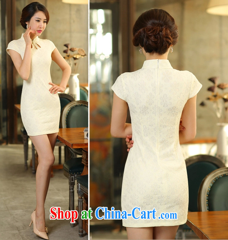 Beautiful-oriented Korea 2015 summer new lace cheongsam dress daily short video thin beauty dresses apricot XL pictures, price, brand platters! Elections are good character, the national distribution, so why buy now enjoy more preferential! Health