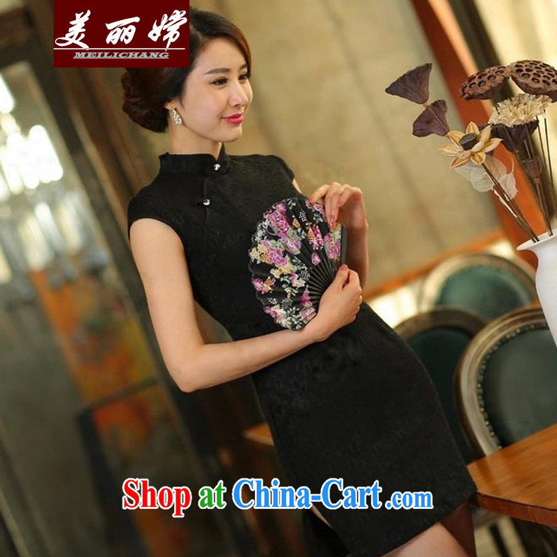 Beautiful-oriented Korea 2015 summer new lace cheongsam dress daily short video thin beauty dresses apricot XL, beautiful truth (MEILICHANG), and shopping on the Internet