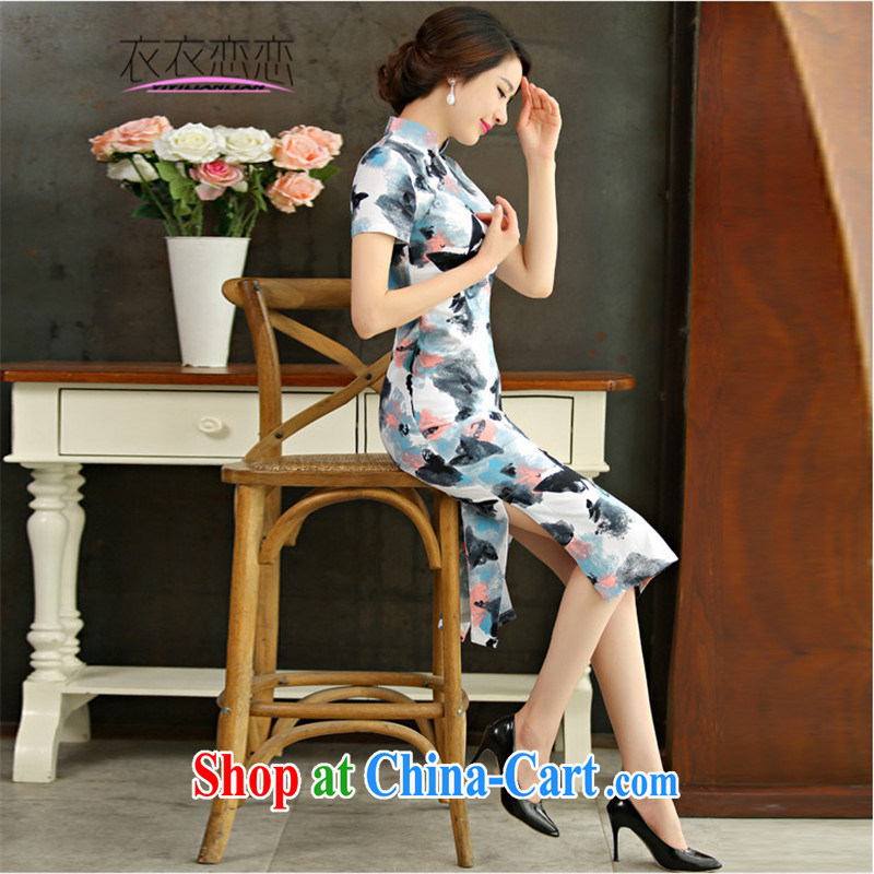 Yi Yi Lian Lian 2015 summer new boxed retro beauty graphics thin short sleeves in the Code improved linen long skirt outfit, if 9011 XL, Yi Yi Lian Lian (yiyilianlian), and shopping on the Internet
