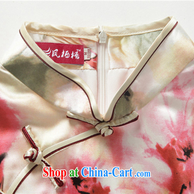 Bong-amphibious Ori-2015 summer Silk Cheongsam floral retro, short-sleeved sauna Silk Cheongsam dress DQ 15,134 XXL suit, Bong-amphibious and, shopping on the Internet