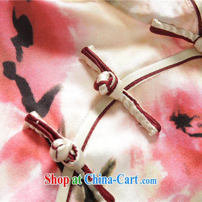 Bong-amphibious Ori-2015 summer Silk Cheongsam floral retro, short-sleeved sauna Silk Cheongsam dress DQ 15,134 XXL suit, Bong-amphibious and, shopping on the Internet