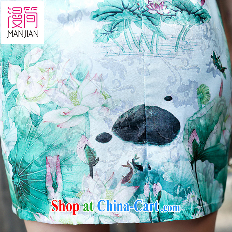 Animated short cheongsam dress short-sleeved 2015 new Summer of Yuan Chinese Dress package and cultivating retro improved bows serving light purple XXL, diffuse in short, shopping on the Internet