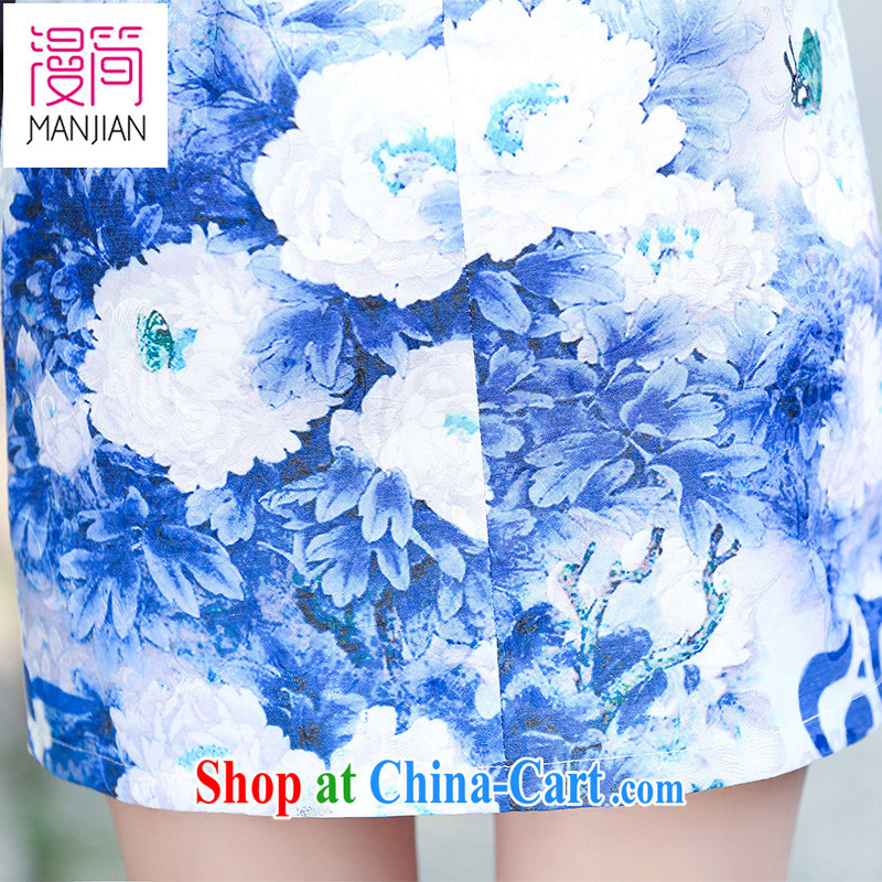 Animated short sleeve cheongsam dress summer women daily style graphics thin Chinese Antique ethnic wind package and short skirt green XXL, diffuse in short, shopping on the Internet