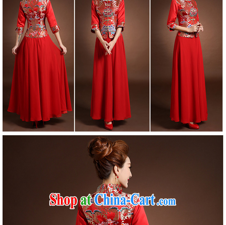 Pure bamboo love yarn new wedding dresses qipao,Chinese brides and gowns red embroidery cheongsam package bows dress dresses spring thick 2 piece bridal flag red XXXL pictures, price, brand platters! Elections are good character, the national distribution, so why buy now enjoy more preferential! Health