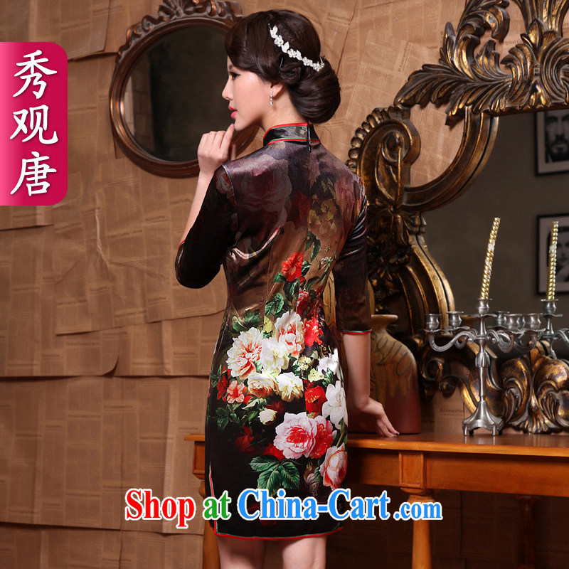 Cyd Ho Kwun Tong Plaza fall color retro velvet cheongsam 2015 spring improved fashion, long-sleeved cheongsam dress picture color XXXL, Su-koon Tang, and shopping on the Internet