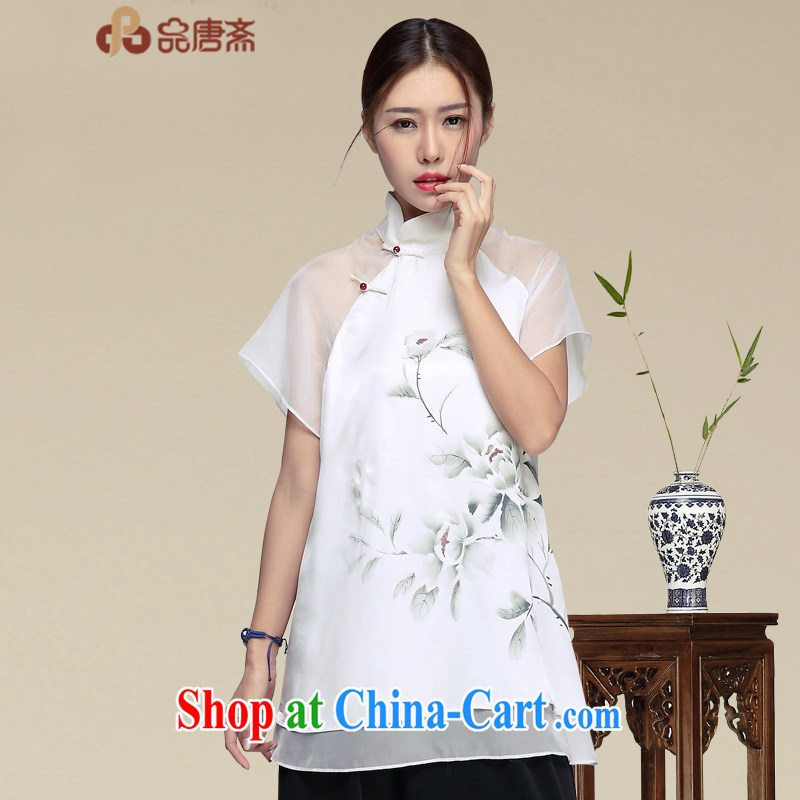 For Ramadan Tang Tang Women's clothes retro China wind sauna silk Chinese improved Han-summer short-sleeved Silk Cheongsam shirt picture color XXL, Tang Id al-Fitr, shopping on the Internet