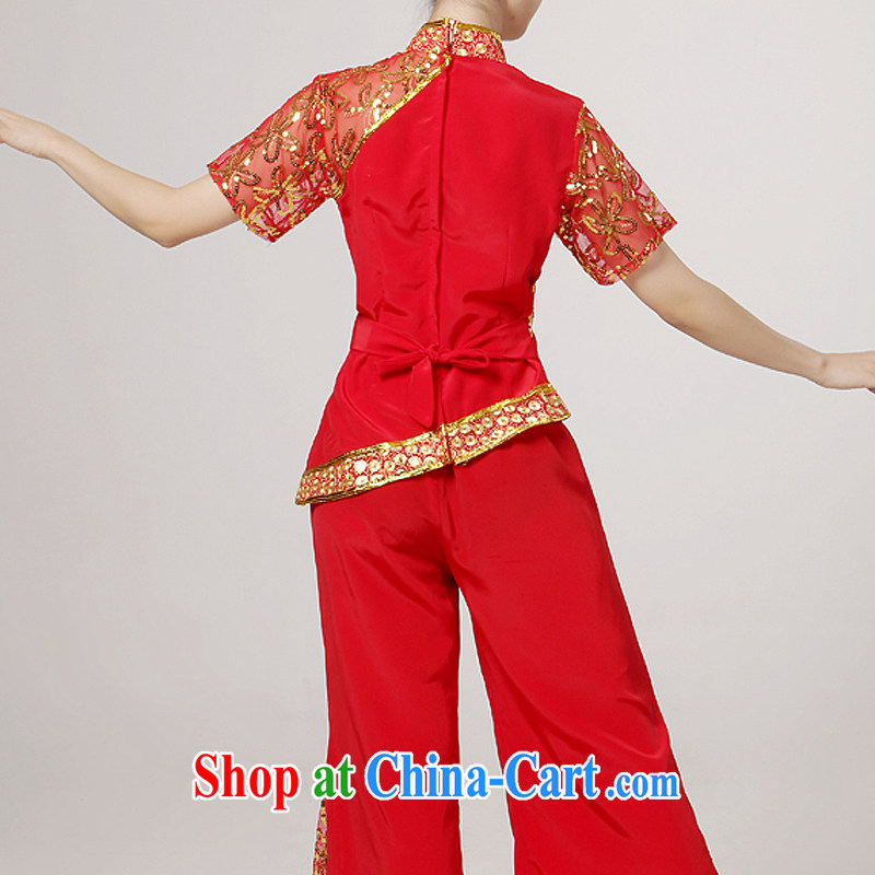 2015 spring and summer new yangko dance clothing, older women show their classical dance Yangge clothing waist encouraging Fan Dance Service Package square dance performances serving red XS, diffuse Connie married Yi, and shopping on the Internet