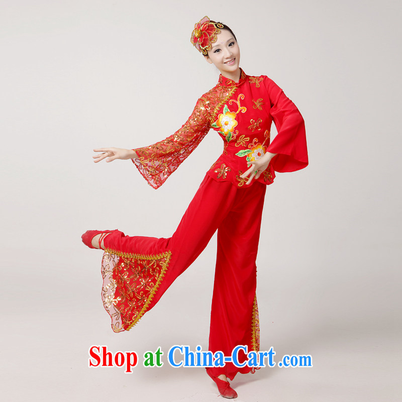2015 new yangko dance clothing from Koguryo fan dance show dancers, older performances serving classic ethnic dance clothing dance clothing red XS, diffuse Connie married Yi, shopping on the Internet