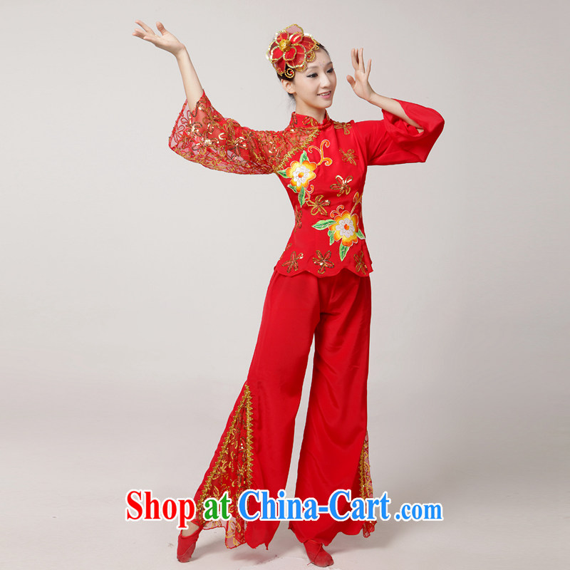 2015 new yangko dance clothing from Koguryo fan dance show dancers, older performances serving classic ethnic dance clothing dance clothing red XS, diffuse Connie married Yi, shopping on the Internet