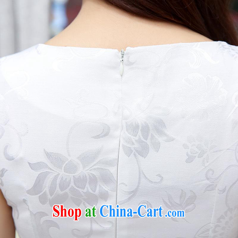 Improved cheongsam Chinese style Chinese qipao gown package and art nouveau daily Tang decoration, graphics thin dress Miss etiquette white and yellow M, UYUK, shopping on the Internet