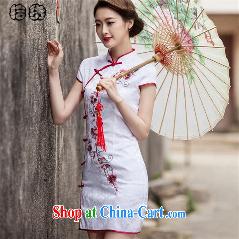 The HELENE ELEGANCE 2015 Mr Ronald ARCULLI, Mr Tang is retro improved daily cheongsam dress beauty graphics thin fancy embroidery and stylish low-power on the fork ends sporting short cheongsam female white