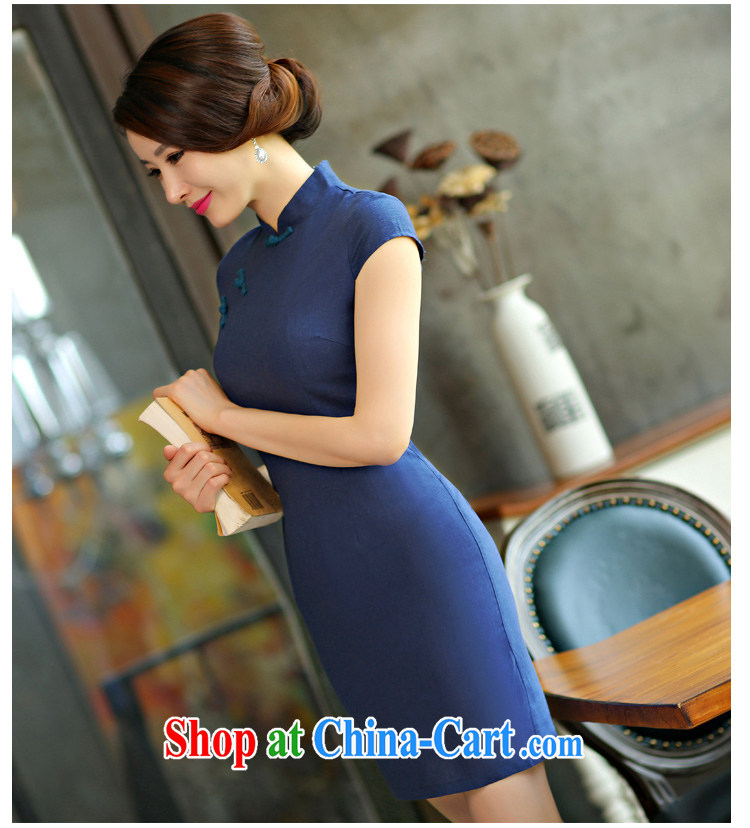 At the 2015 lichee, knitted dresses sleeves T-shirt improved China wind Chinese Tang Women's clothes Ethnic Wind dark blue XXL pictures, price, brand platters! Elections are good character, the national distribution, so why buy now enjoy more preferential! Health